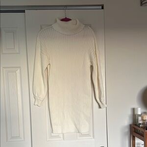 Elegant Cream Long Sleeve Sweater Dress